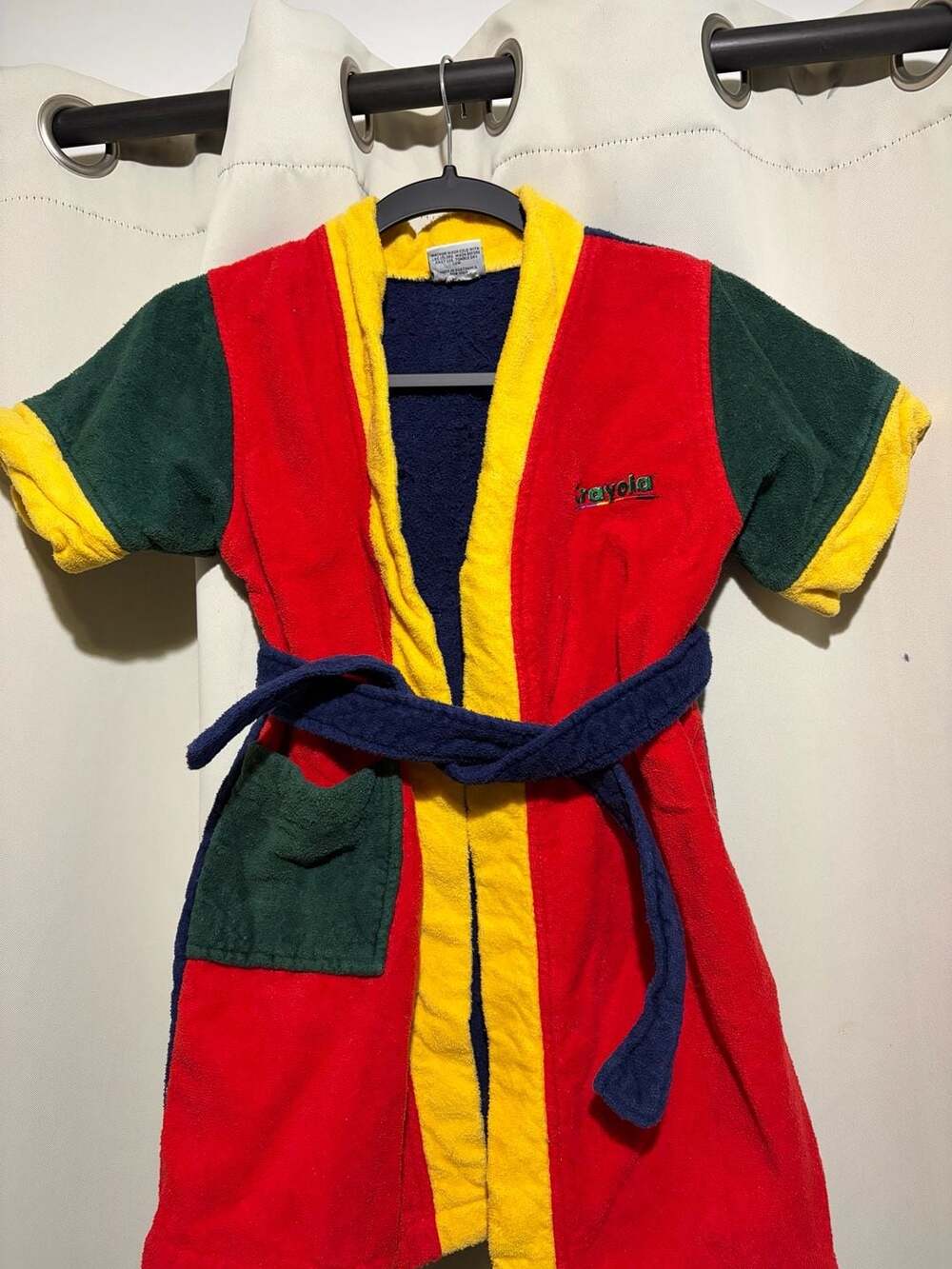 Vintage Crayola Cover Ups Children's Terry Cloth Robe Color Block